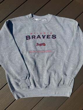 Vintage 90s Lee Sport Atlanta Braves Embroidered MLB Sweatshirt Heather Gray XL